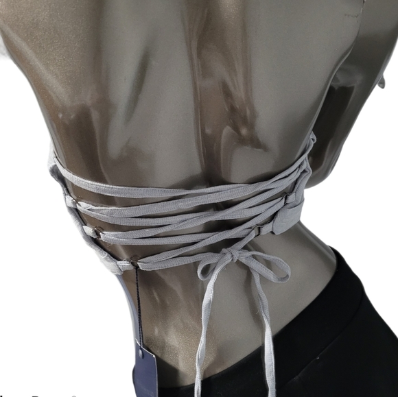 La Seta by Asya Linen Blend Crop Top  back Tie Sz Small - Picture 3 of 12